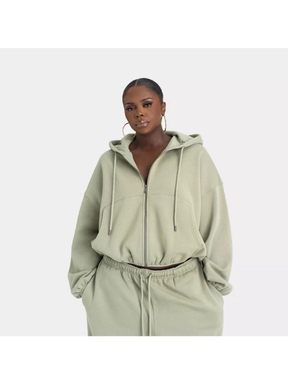 KBB by Kahlana The Zip-Up Hoodie Olive Green Heavyweight Sweatshirt Women 1X 18